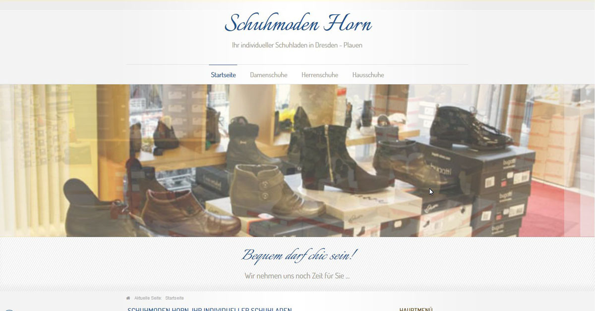 neue Webseite von Schuhmoden Horn in Altplauen